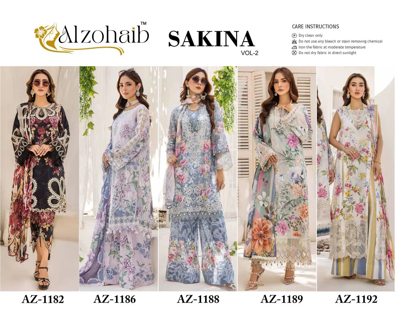 Sakina Vol 2 by Alzohaib Cotton Dupatta Pakistani Salwar Suits Wholesale Online